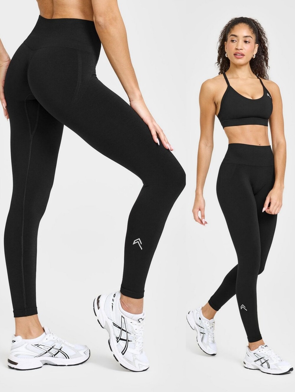 Oner Active EffortlessLift Seamless Leggings White Logo, Black, S-M, Highwaist